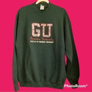 Embroidered Grandma University Sweatshirt  green. Halls of Higher Hugging. NWT